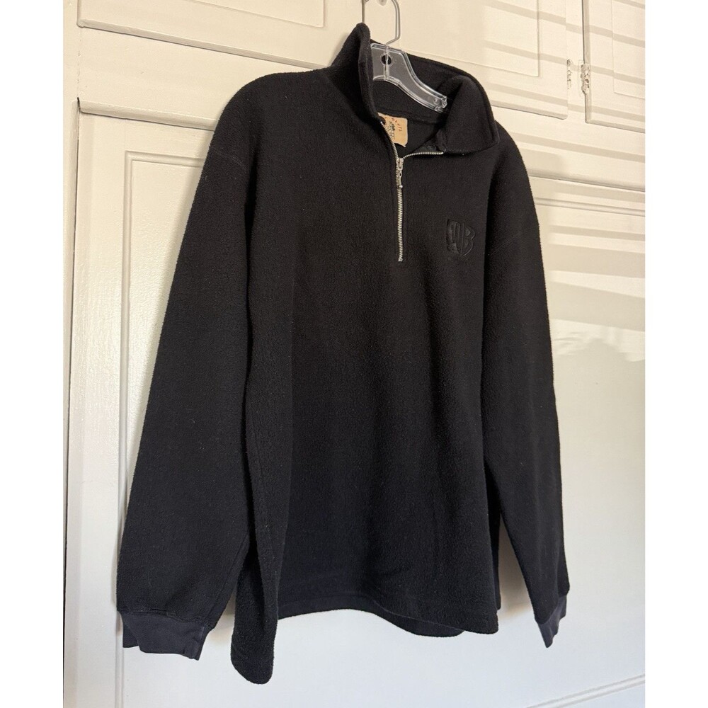 Vintage Warner Bros The WB Studio Black Fleece 1/4 Zip Pullover - Large